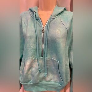 LOVED VS - Light Blue Tie-Dye Cropped Quarter Zip Hoodie - Medium